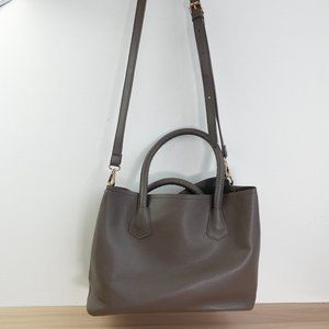 Womens Bag Leather Crossbody‎ Shoulder Sling Double Handles Tote Gray Classic
